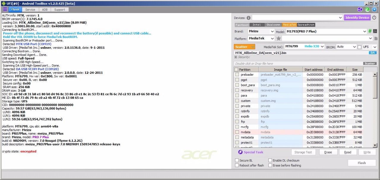 meizu M1793(Pro 7 Plus) ufi android toolbox