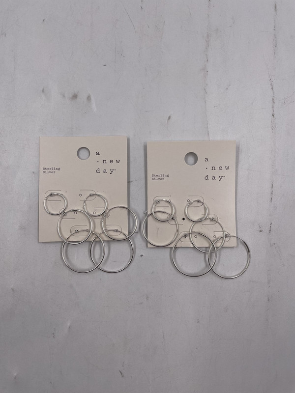A NEW DAY STERLING SILVER EARRINGS LOT OF 2  3PCS HOOPS F346608-04/20