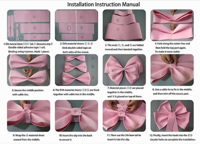 Pink EVA Glitter Bow Decoration DIY Kit - 75cm x 100cm DIY Party & Event Backdrop Bow for Valentine's Day, Christmas, Birthday, Wedding, Shop Display