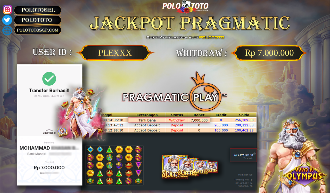BUKTI PEMBAYARAN JACKPOT DIPOLOTOTO DIBAYAR LUNAS!!!