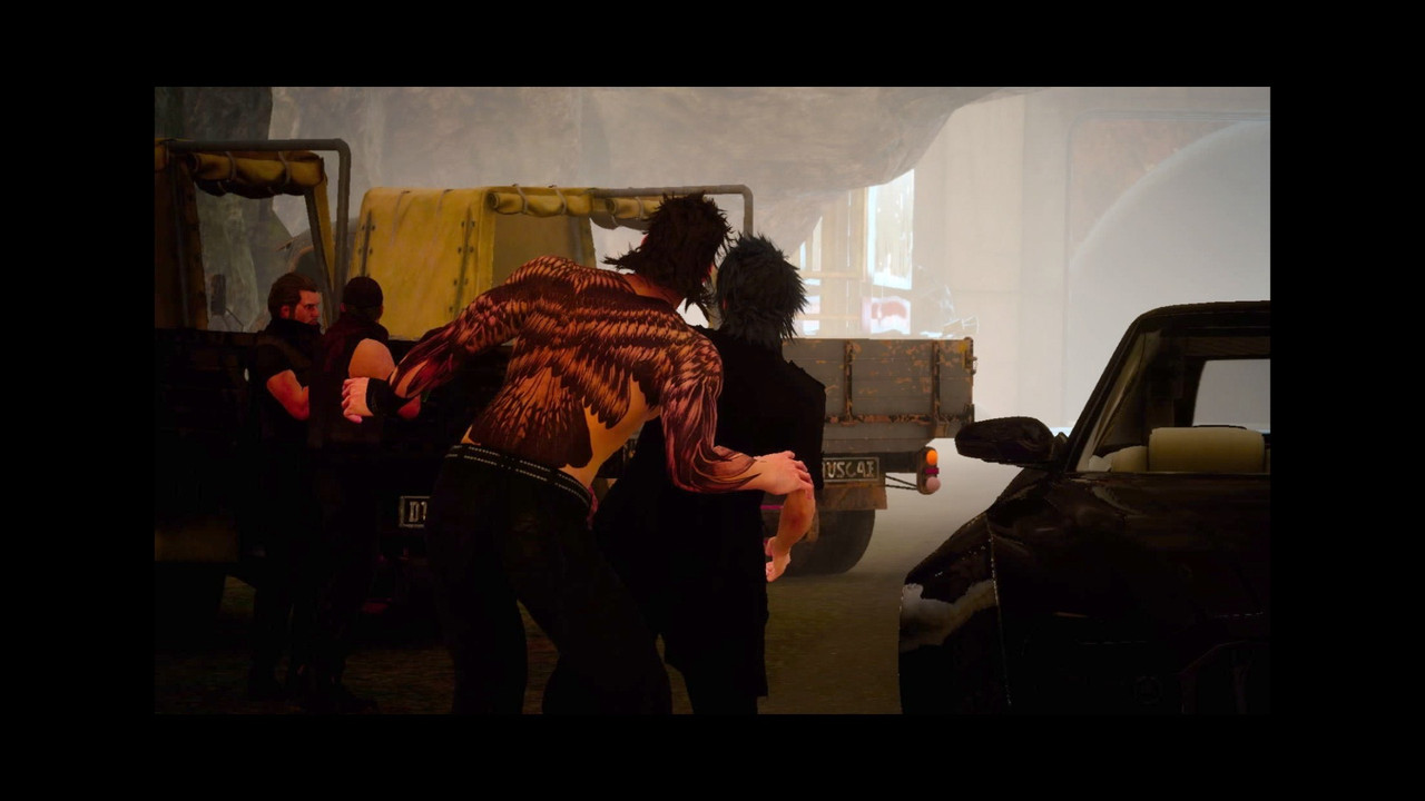 gladio grabbing noct waist idk whats happening here