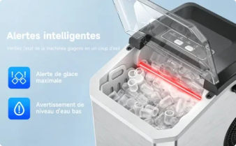 Deux tailles de glace selon vos besoins Glace transparente – Idéale pour whisky et cocktails Glace normale – Parfaite pour les boissons du quotidien Fonctionnement silencieux pour ne pas vous déranger