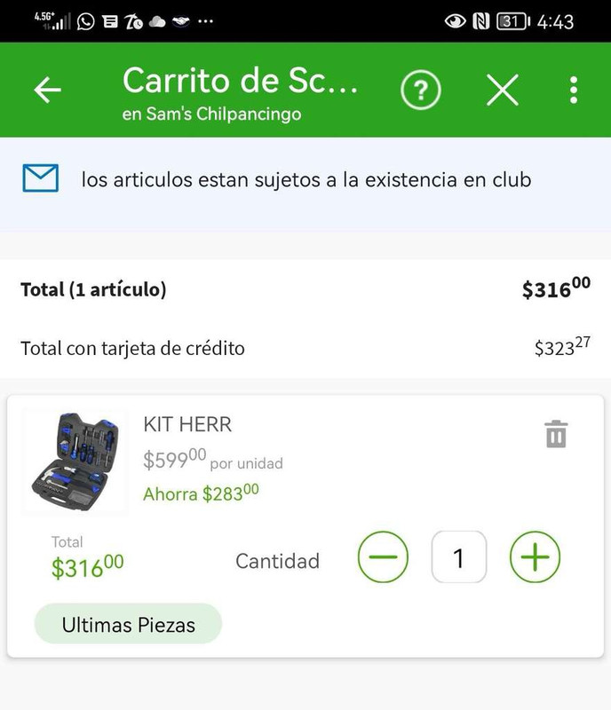 Kit de herramientas alcor 56 piezas, Sam's Club Chilpancingo 