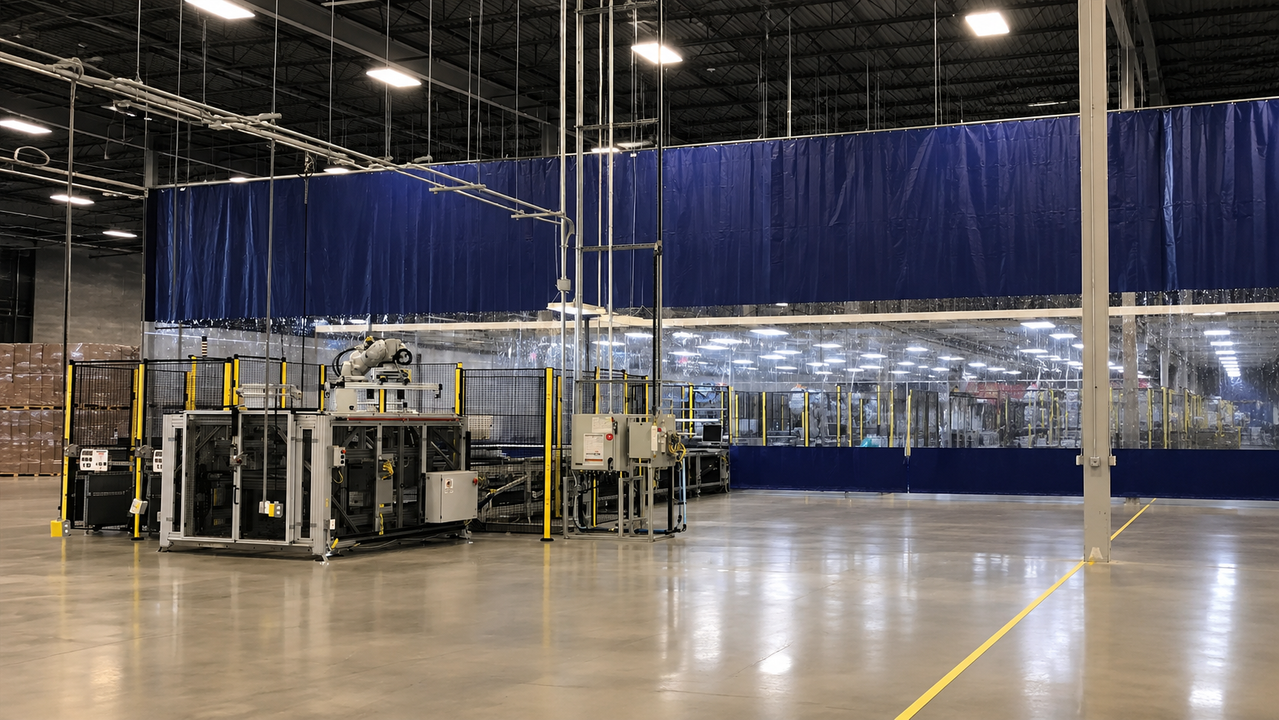 Estructura de aislamiento instalada en un área de automatización industrial