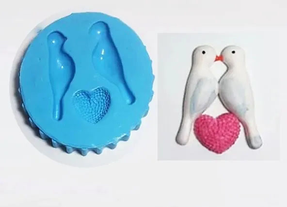 Moldes Silicona Tórtolas o Palomas Love fondant pastillaje pasta
