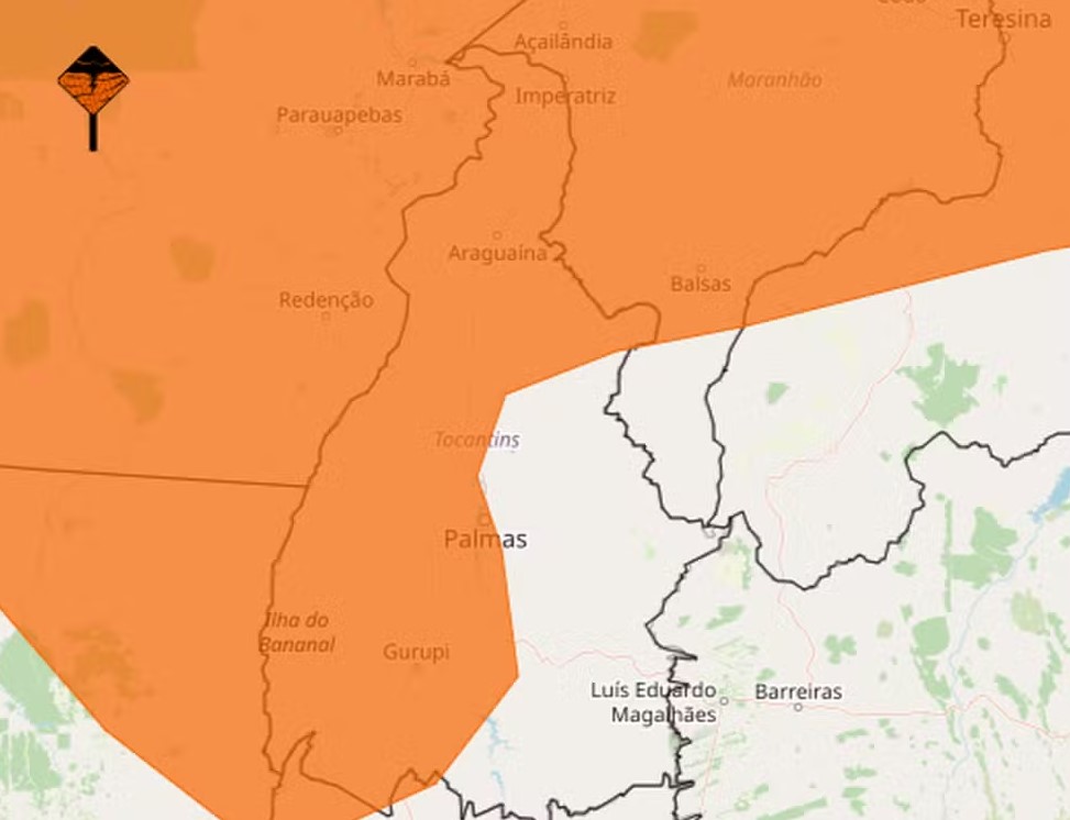 Alerta laranja cobre quase todo o estado — Foto: Divulgação/Inmet