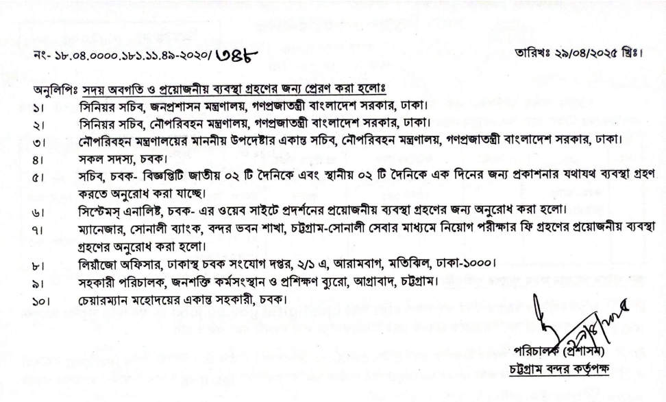Chittagong Port Authority CPA Job Circular