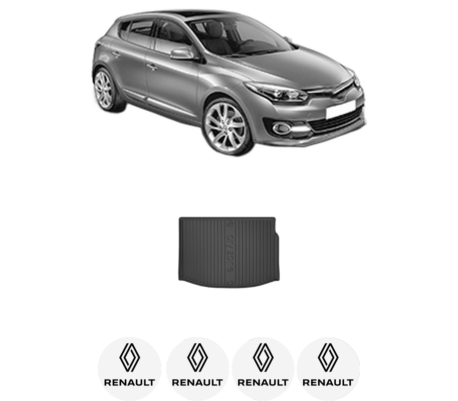 Tavita Portbagaj RENAULT MEGANE III Hatchback (BZ0/1_, B3_) din 2008-2017, Protectie Portbagaj Auto, 4x Stickere auto cu RENAULT