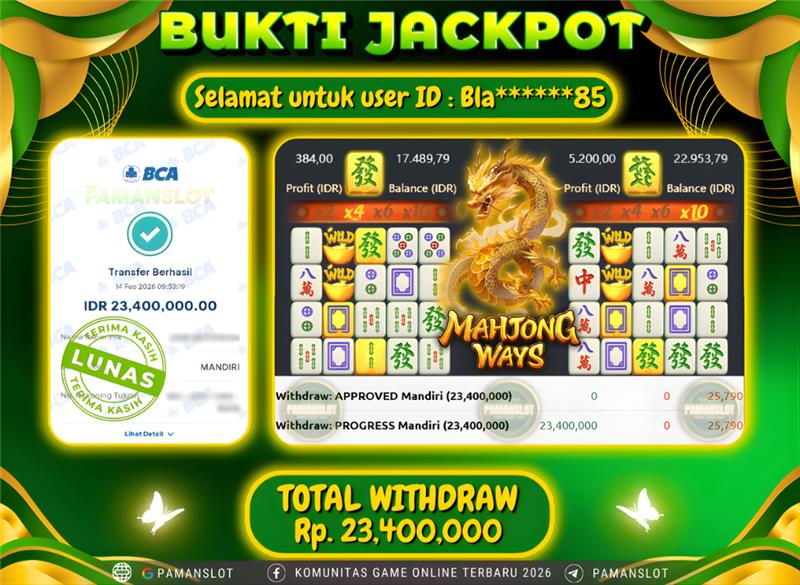 PAMANSLOT JACKPOT Game PG - Mahjong Ways Rp.23,400,000- LUNAS