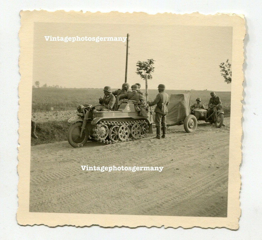 Foto NSU Kettenkrad SdKfz 2 Anhänger Mottorad Krad Halbkette