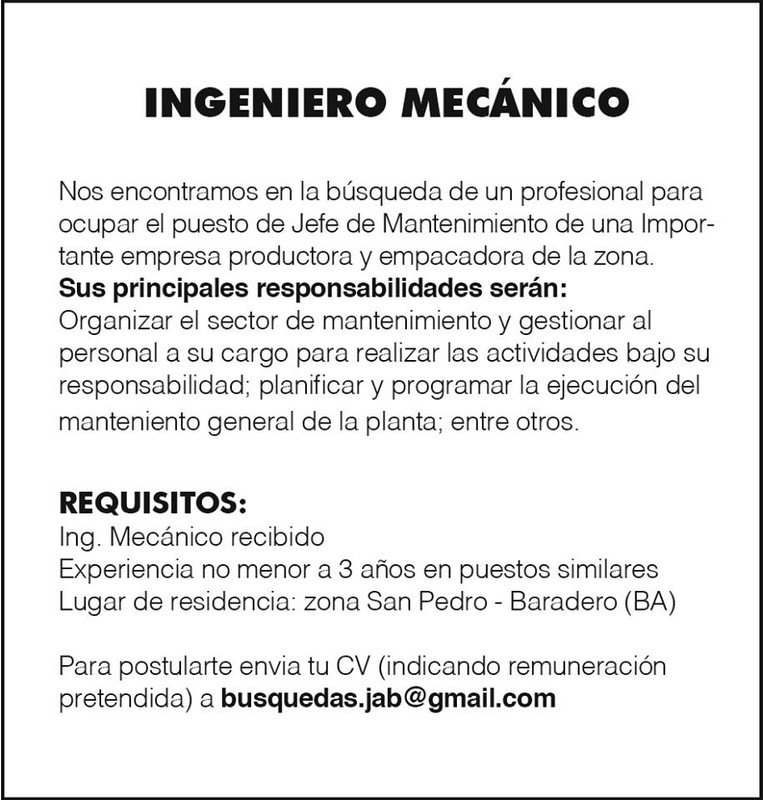 Aviso Ingeiero Mecánico Ballester