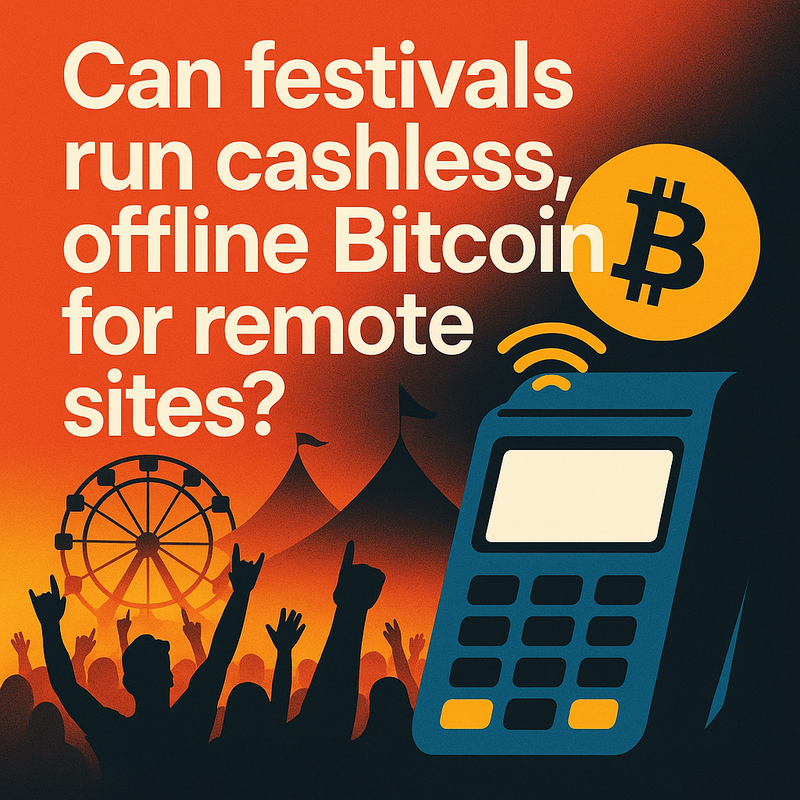 Can festivals run cashless, offline Bitcoin for remote sites?