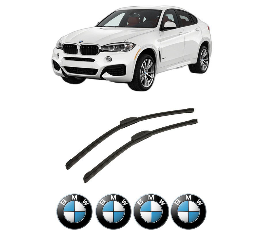 Set stergatoare auto BMW Seria X6 (F16, F86) din 2014-2019, pentru parbriz auto, 2 bucati, Bosch Aerotwin, din cauciuc siliconat rezistent, 4 Stickere Auto BMW Seria
