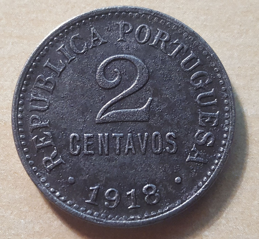 La rara. 2 centavos 1918 de hierro. Portugal 2-centavos-1918-1