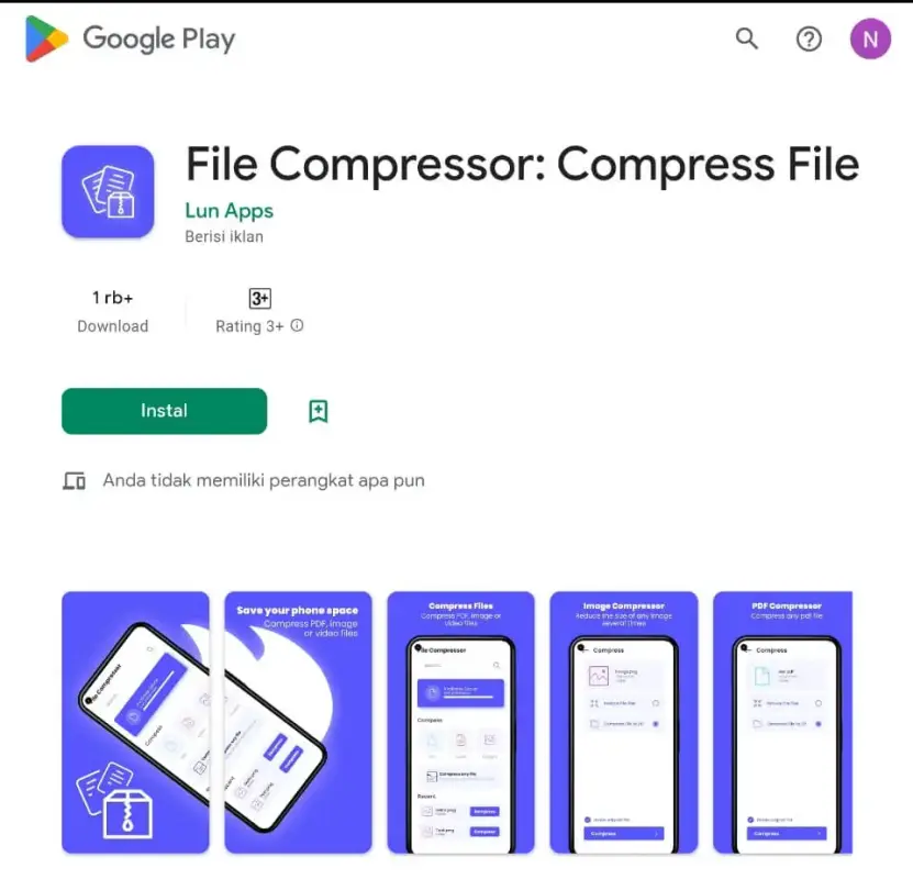 Aplikasi Kompres file di HP