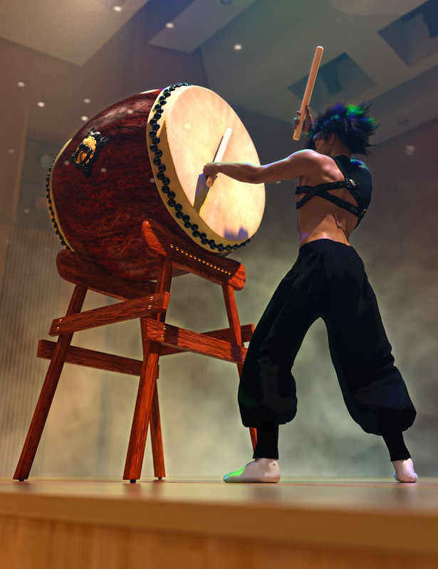 SBibb Taiko Props and Poses for Genesis 8 and 8.1