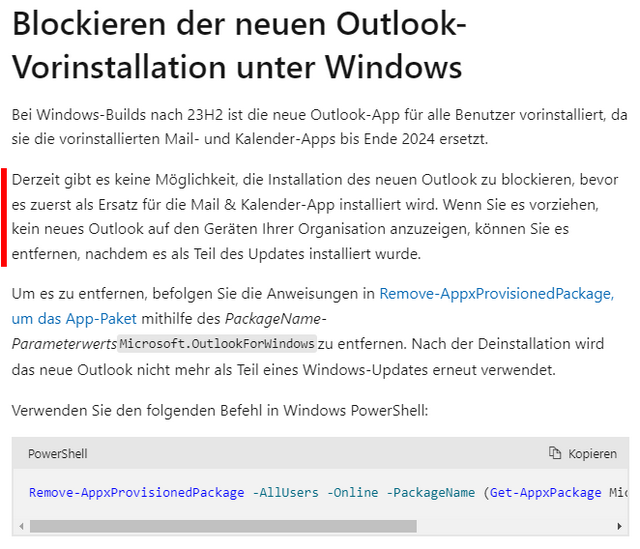 Neue Outlook-App deinstallieren