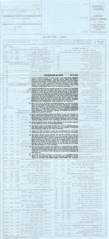 Airfix Order Form January 1970 MRRC Cars 2