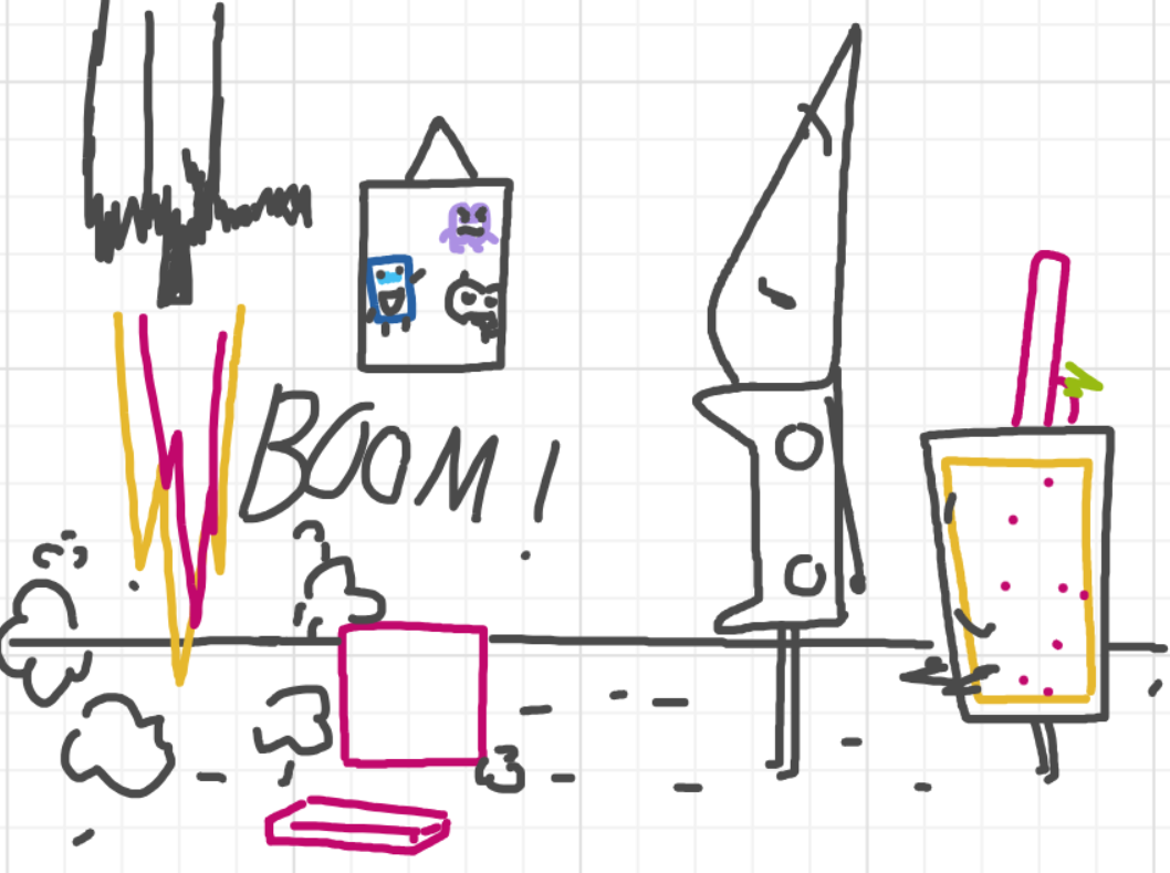 A panel from A Murder On The, episode six of the Board Boards object show by Furretwalk/WalkingFurret.