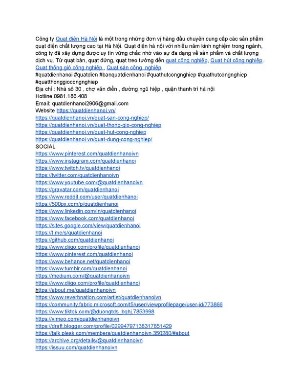 Quạt Điện Hà Nội _ Cung Cấp Quạt Công Nghiệp