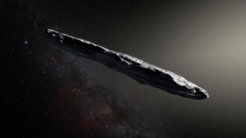 rappresentazione artistica dell oggetto interstellare Oumuamua