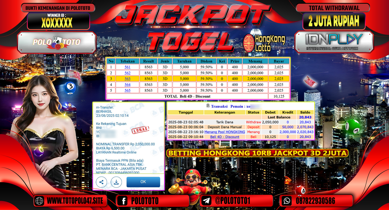 POLOTOTO JACKPOT TOGEL HONGKONG LOTTO Rp.2.050.000,-