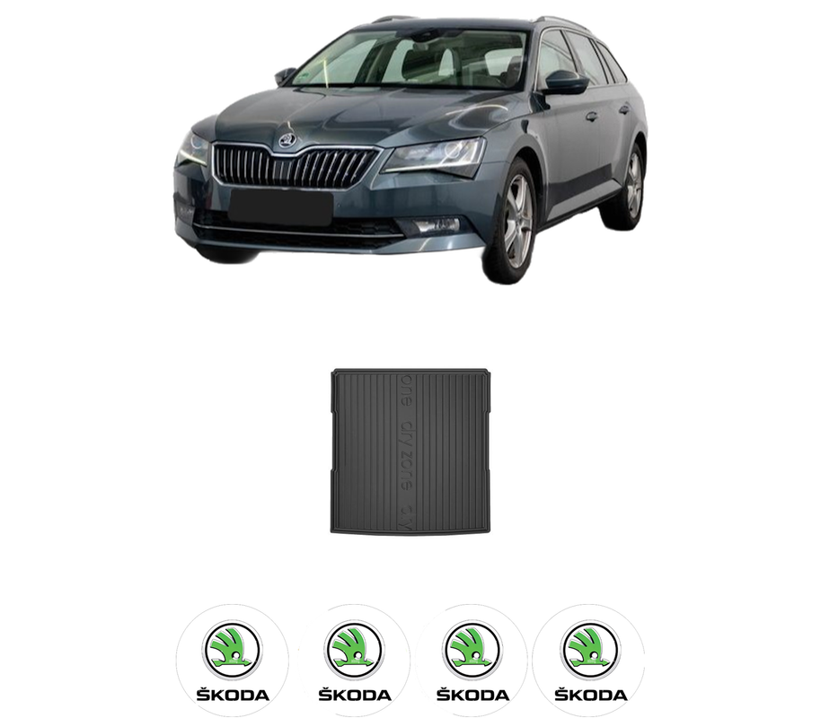 Tavita Portbagaj SKODA SUPERB III Estate (3V5) din 2015-2024, Protectie Portbagaj Auto, 4x Stickere auto cu SKODA