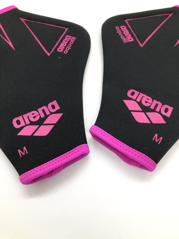 Arena Unisex Schwimmhandschuhe Aquafit 2 Handschuhe Schwarz/Rosa M - Picture 3 of 5