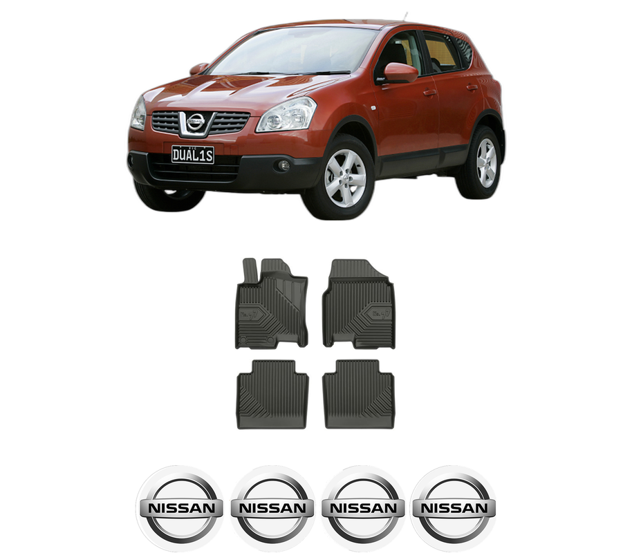 Set covorase presuri NISSAN QASHQAI I (J10, NJ10) din 2006-2014, auto, din cauciuc thermoplastic, 4 Stickere auto cu NISSAN