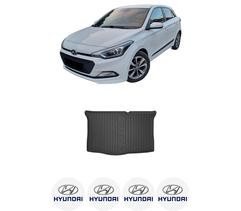 Tavita Portbagaj HYUNDAI i20 II (GB, IB) din 2014-2021, Protectie Portbagaj Auto, 4x Stickere auto cu HYUNDAI
