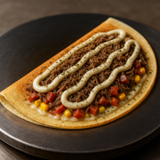 Crepe Carne de Sol com milho e catupiry