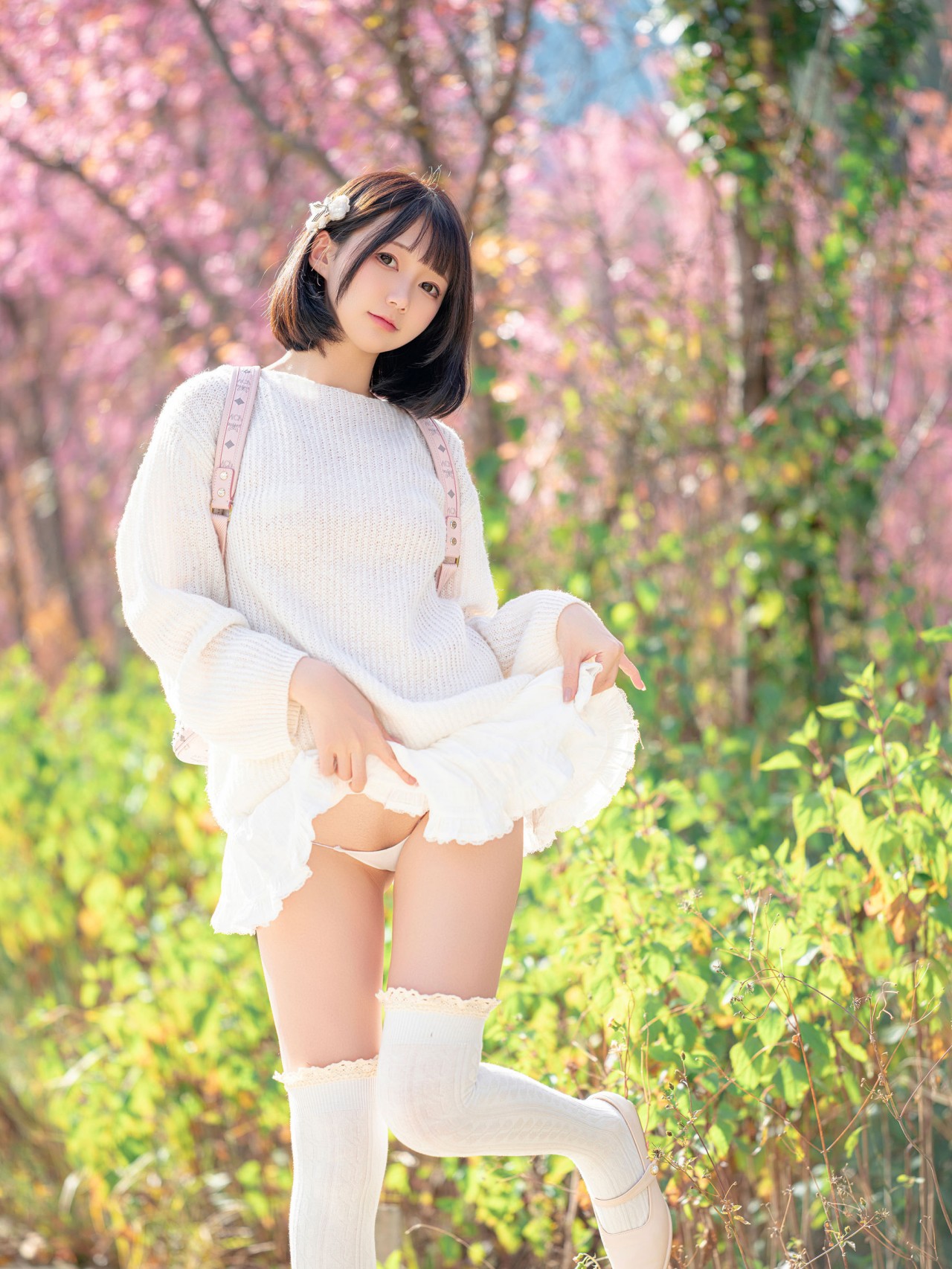 nagisa 魔物喵《樱花树下》写真，清新优雅的气质美女插图9